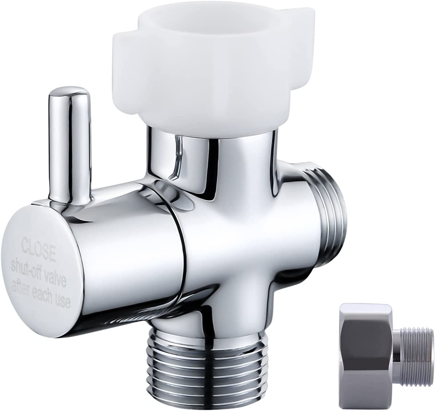 Primary image for Three-Way Metal Brass T-Adapter With Shut-Off Valve For Handheld Toilet Bidet