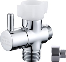 Three-Way Metal Brass T-Adapter With Shut-Off Valve For Handheld Toilet ... - £29.65 GBP