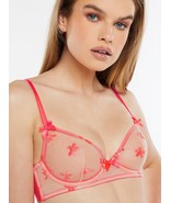 Savage X Fenty Foiled Sprigs Neon Hot Pink Sheer Embroidered Unlined Bra... - €20,08 EUR