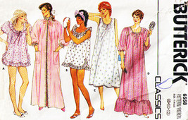 Misses&#39; NIGHTGOWN &amp; ROBE Vintage 1980&#39;s Butterick Pattern 6558 Size 8-10-12 - $11.88