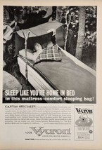 1962 Print Ad 100% Vycron Virgin Polyester Fiberfill Man in Sleeping Bag - £13.87 GBP