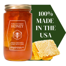 Raw &amp; Unfiltered Honey with Comb 1lb. by Pure Southern Honey, New 2025 Crop - $19.99