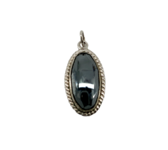 Vtg Sterling Silver Wheeler Mfg. Real Hematite Gemstone Oval Cabochon Pe... - £28.36 GBP