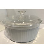 Corning Ware Round Baking Casserole Dish &amp; Lid French White F-1-B Pyroceram - £22.41 GBP