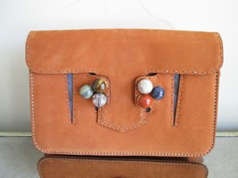 FENDI Roman Leather &amp; Suede Shoulder Flap Bag with Semi Precious Stones - Rare! - £756.64 GBP