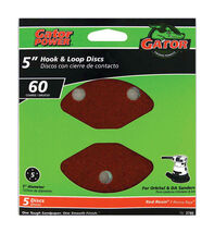 Gator 5 in. Aluminum Oxide Hook and Loop Sanding Disc 60 Grit Coarse 5 pk - $5.95