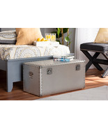 Venza French Industrial Silver Metal Storage Trunk - $3,204.48 MXN