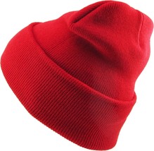 Thick Beanie Skull Cap Winter Cuffed Ski Knit Hat Color Red - $14.99