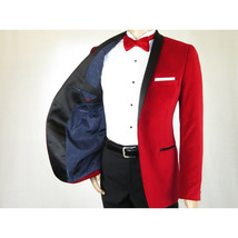 Mens Adolfo Velvet Dinner Jacket Shawl Satin Stage singer 3016J Christmas Red image 9