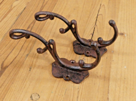 2 Bath Towel Hooks Large Cast Iron Decoaritve Rustic Hangers Coat Hook H... - £11.59 GBP