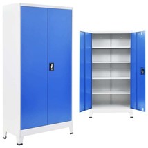 vidaXL Industrial Grey Blue Metal Office Cabinet, 72x18x30 inches, Lockable - $365.16 CAD