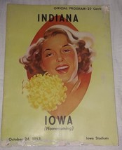 1953 Iowa Hawkeyes vs. Indiana Football Game Program, Oct. 24th 1953 Homecoming - £44.10 GBP