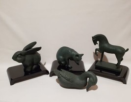 Set Of 4 1985 Franklin Mint YAO YOU XIN Bronze Cat Rabbit Horse Duck Sculptures - £77.76 GBP