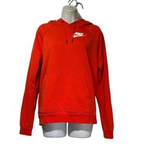 Nike Hoodie Size M Red Orange White Swoosh Logo Pullover Sweatshirt - £23.26 GBP