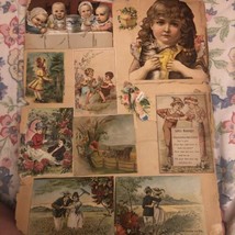 1800s Vintage Die Cut Scrapbook Page w/Beautiful Cards &amp; Die Cuts on Both Sides - £15.06 GBP