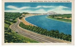 1960 Vintage scenic Highway view Cape Cod Canal MA bridge Postcard - £3.86 GBP