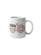 Coffee &amp; Donuts Kawaii Couple Fun Sayings Great Gift 15 Oz Ceramic Mug V... - £20.42 GBP