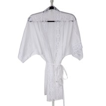 Womens VTG Robe M White Lace Shirt Sleeve Tie Bridal Classic Simple - £14.13 GBP