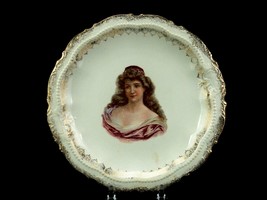 Vintage Decorative Plate, Victorian Woman w/Fez, Embossed Floral &amp; Beads, PLT-80 - £11.57 GBP