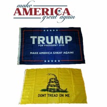 3x5 Trump Make America Great Again Gadsden Yellow Wholesale Flag Set 3&#39;x5&#39; - £10.12 GBP