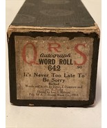 QRS Word Roll 642 It&#39;s never To Late to Be sorry Ballad Player Piano - $11.39