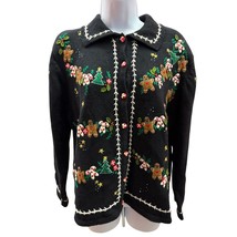 Vintage Design Original Studio Joy Women L Christmas Embroidery cardigan - $25.23