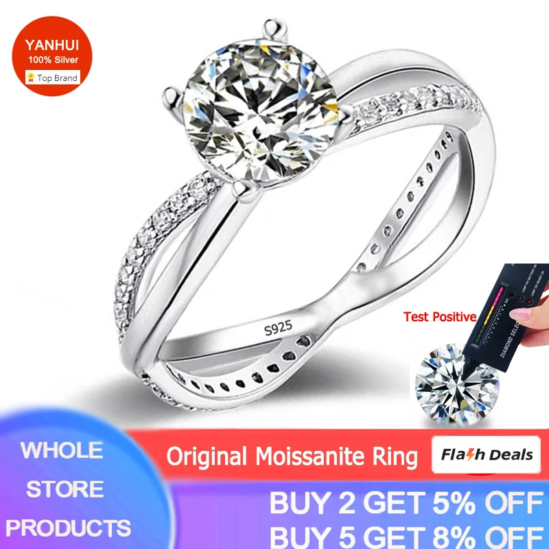 Real 1 Carat Moissanite Ring Top Quality Never Fade Silver Wedding Band Original - £72.39 GBP