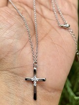 Collier croix CZ en argent sterling 925, plaqué or 16&quot;+1&quot; extension 3,18 gm - $23.28