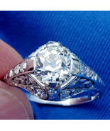 Earth mined Diamond 1.55 carat Deco Engagement Ring Antique Platinum Sol... - $335,288.55 MXN