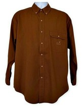 Ducks Unlimited Men&#39;s Size Shirt Medium Brown Long Sleeve Embroidered Po... - $11.54