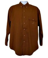 Ducks Unlimited Men&#39;s Size Shirt Medium Brown Long Sleeve Embroidered Po... - £9.06 GBP