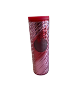 Starbucks 2022 Holiday Candy Cane Swirl Acrylic Travel Tumbler 16oz Pink... - $34.49 CAD