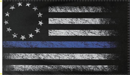 Betsy Ross Vintage Memorial Police Lives Blue Line USA 2X3 Flag Rough Tex® 100D - £14.93 GBP