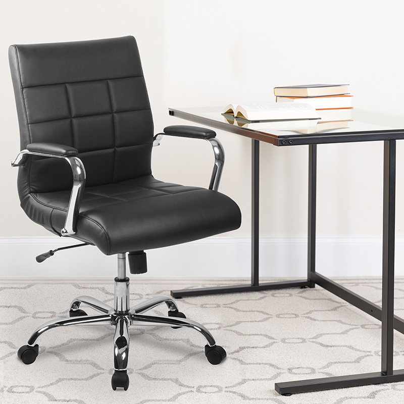Black Mid-Back Vinyl Chair GO-2240-BK-GG