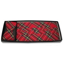 Christmas Holiday Real Plaid Cummerbund and Self Tie Bow Tie Set - £66.29 GBP