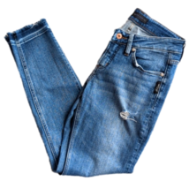 Silver Distressed Mid Rise Raw Hem Boyfriend Blue Jeans Size 25 Waist 27.5 In - £30.37 GBP