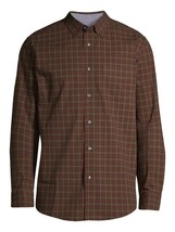 George Men&#39;s 3XL 54-56 Long Sleeve Dress Shirt Stretch Poplin Classic Fit Brown - £12.51 GBP