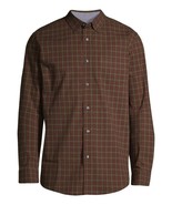 George Men's 3XL 54-56 Long Sleeve Dress Shirt Stretch Poplin Classic Fit Brown - $15.93