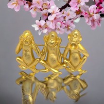 AJC, Monkey See, Monkey Do.. goldtone brooch. Signed. - $9.97