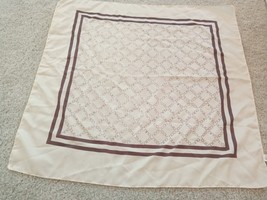 Vintage Nina Ricci Logo Cream Brown Nylon Scarf Double boarder MCM 26&quot;x27&quot; - £9.22 GBP