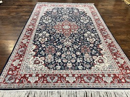 Pakistani Rug 6x9 Floral Medallion Traditional Handmade Wool Dark Blue Carpet - £2,230.46 GBP