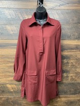 Women&#39;s Red Long Sleeve Button Collared Front Pockets Dress Small Blank ... - €12,28 EUR