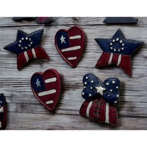 Vintage USA Flag Pins Lapel Jacket Stars Hearts Bow Patriotic Folk Art Lot of 5 - £13.45 GBP