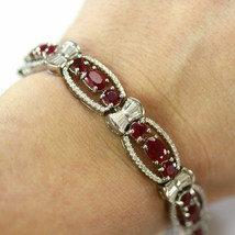 9.16 Ct Oval Cut Simulated Ruby Tennis Bracelet  Gold Plated925 Silver - £158.26 GBP