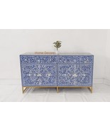 Handmade Mother of Pearl Inlay Buffet Sideboard Blue White bone inlay fu... - $2,711.26 CAD