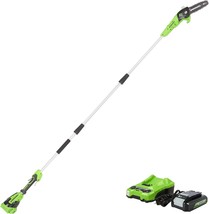 8-Inch Cordless Pole Saw With Charger And 2Ah Battery From Greenworks, 24V. - $160.96