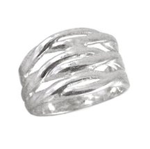 Sterling Silver Three Tiered Open Twist Design Ring, Size 6 - £23.58 GBP