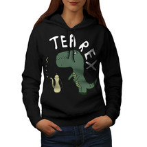 Wellcoda Dinosaur Tea Rex Womens Hoodie, Funny Casual Hooded Sweatshirt - £28.47 GBP
