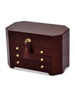 Matte Mahogany Veneer w/3 Drawers Jewelry Box  - £279.76 GBP