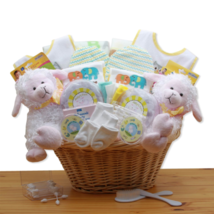 Double Delight Twins New Baby Gift Basket - Yellow - Baby Bath Set - Bab... - £97.66 GBP